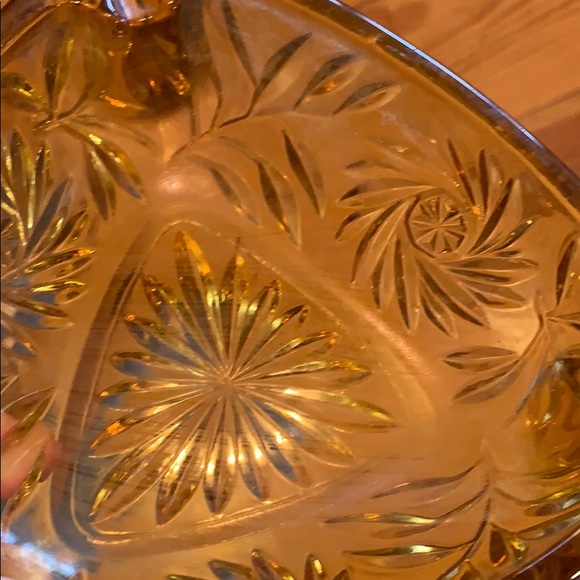 Vintage mid century Hazel Atlas amber ashtray - Picture 5 of 12